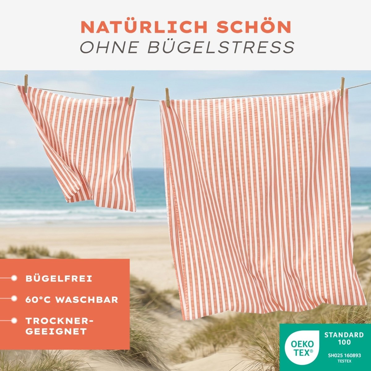 Seersucker BETTWÄSCHE Mani aus 50% Baumwolle &amp; 50% Viskose - Oeko - Tex zertifiziert - 