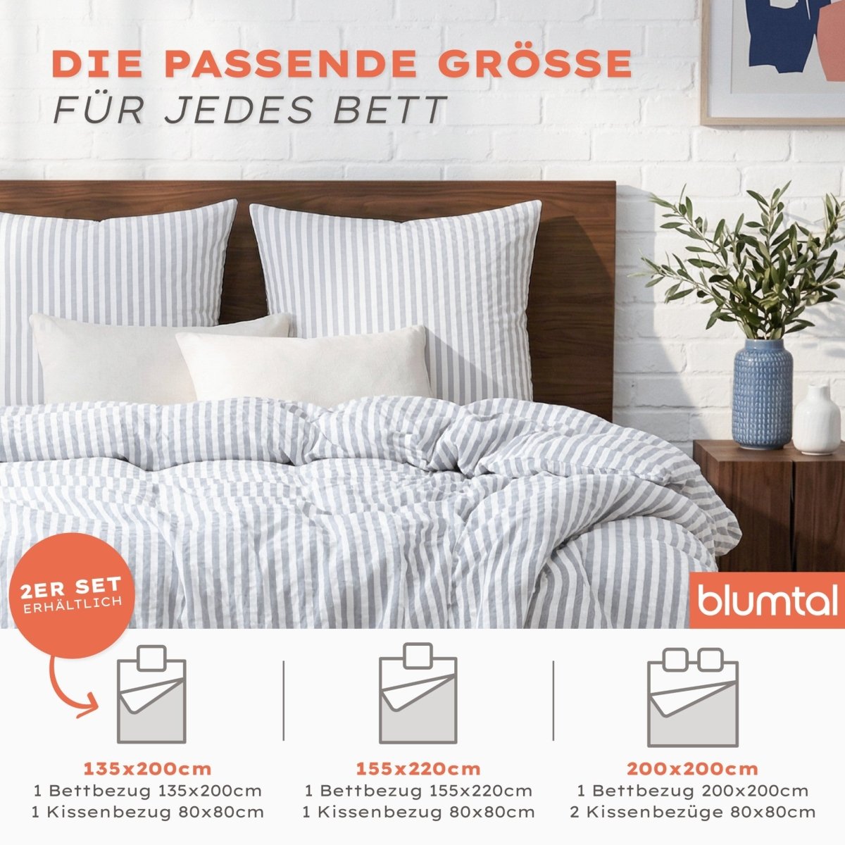 Seersucker BETTWÄSCHE Mani aus 50% Baumwolle &amp; 50% Viskose - Oeko - Tex zertifiziert - 