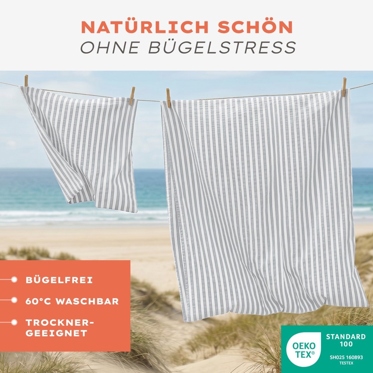 Seersucker BETTWÄSCHE Mani aus 50% Baumwolle &amp; 50% Viskose - Oeko - Tex zertifiziert - 
