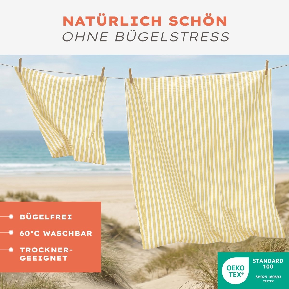 Seersucker BETTWÄSCHE Mani aus 50% Baumwolle &amp; 50% Viskose - Oeko - Tex zertifiziert - 