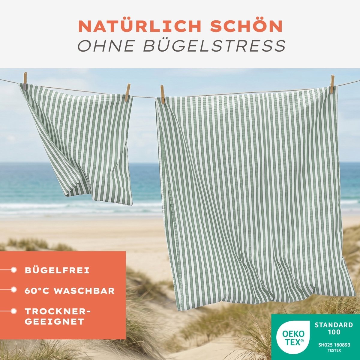 Seersucker BETTWÄSCHE Mani aus 50% Baumwolle &amp; 50% Viskose - Oeko - Tex zertifiziert - 