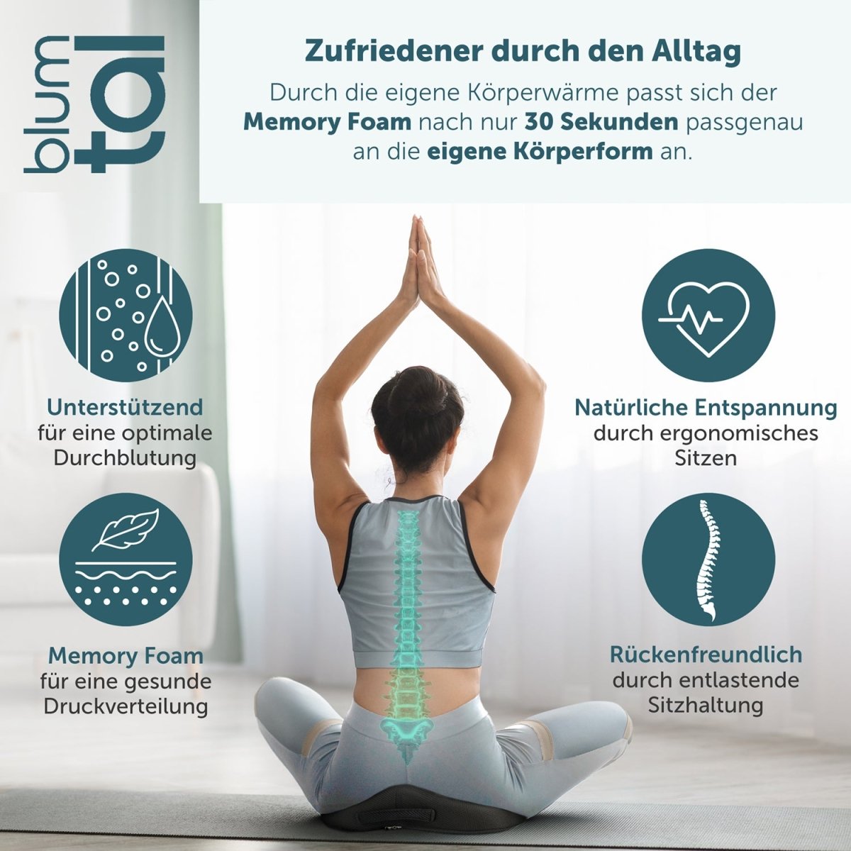 SITZKISSEN BÜROSTUHL – Ergonomisches Keilkissen Schwarz - 