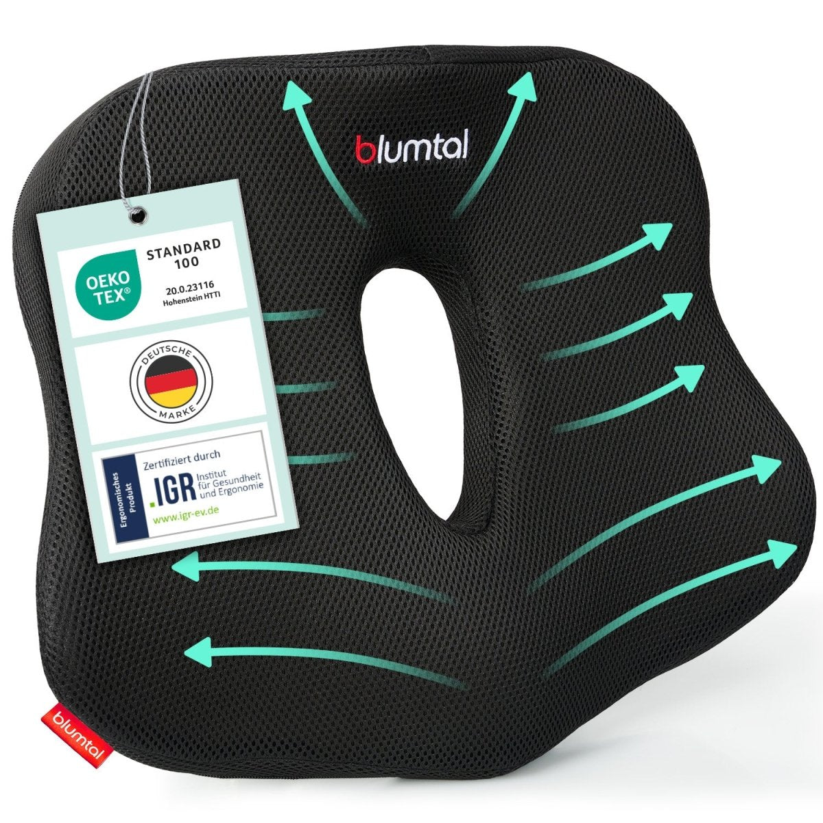 SITZKISSEN BÜROSTUHL – Ergonomisches Keilkissen Schwarz - 