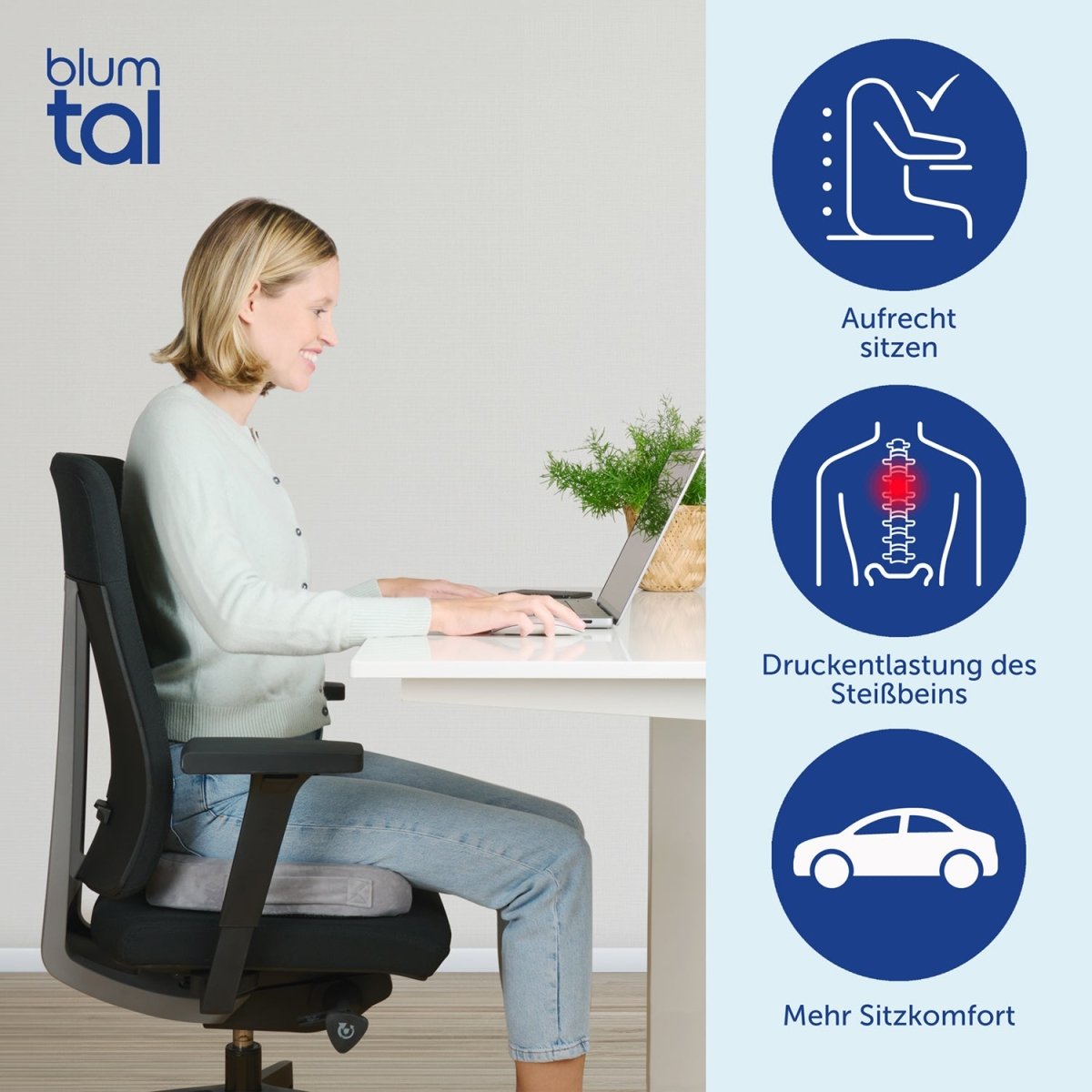 SITZKISSEN für Bürostühle - Keilkissen in 3 Härtegraden-