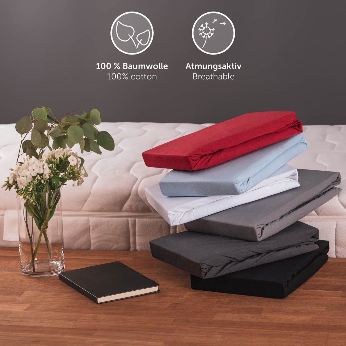 SPANNBETTLAKEN Leander - Premium aus Baumwolle, Oekotex Zertifiziert - 