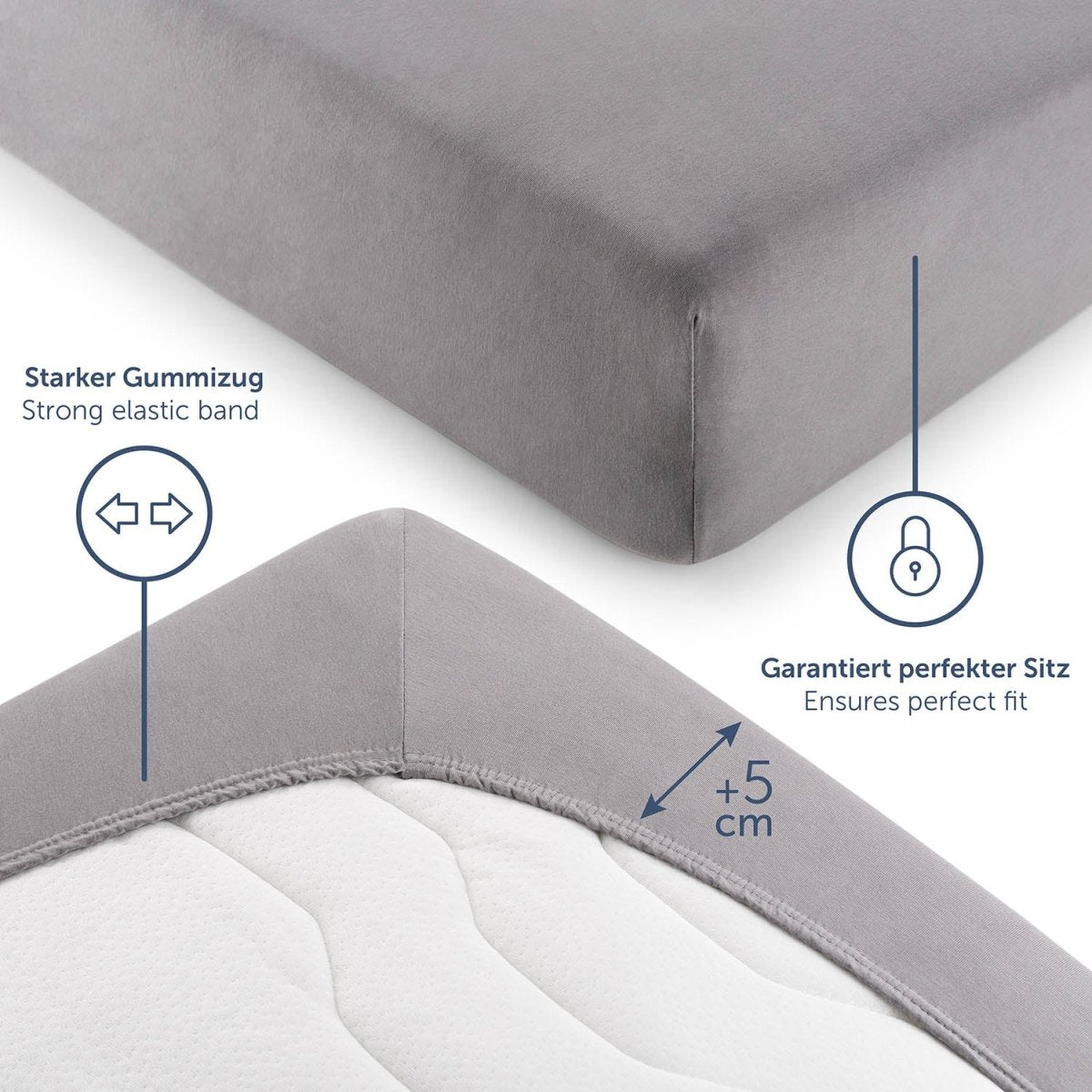 SPANNBETTLAKEN Leander - Premium aus Baumwolle, Oekotex Zertifiziert - 