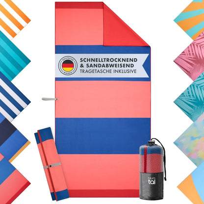 STRANDHANDTUCH aus Mikrofaser - 90x180cm kompakt und schnelltrocknend - 