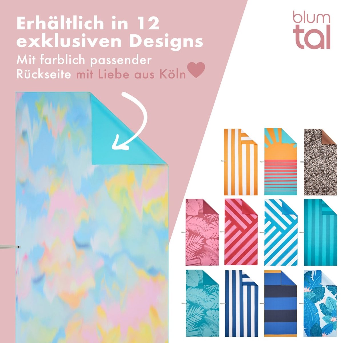 STRANDHANDTUCH aus Mikrofaser - 90x180cm kompakt und schnelltrocknend-