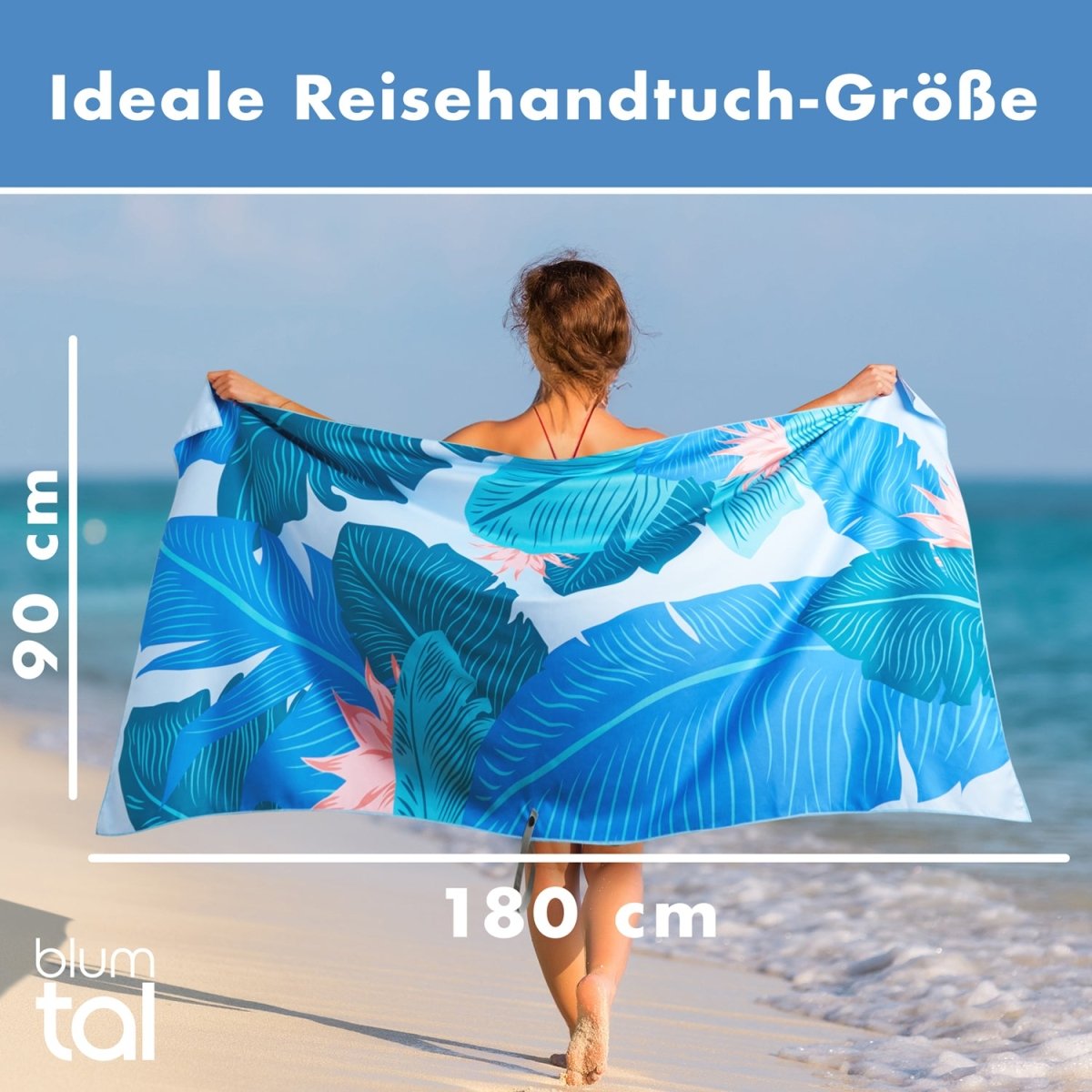 STRANDHANDTUCH aus Mikrofaser - 90x180cm kompakt und schnelltrocknend-