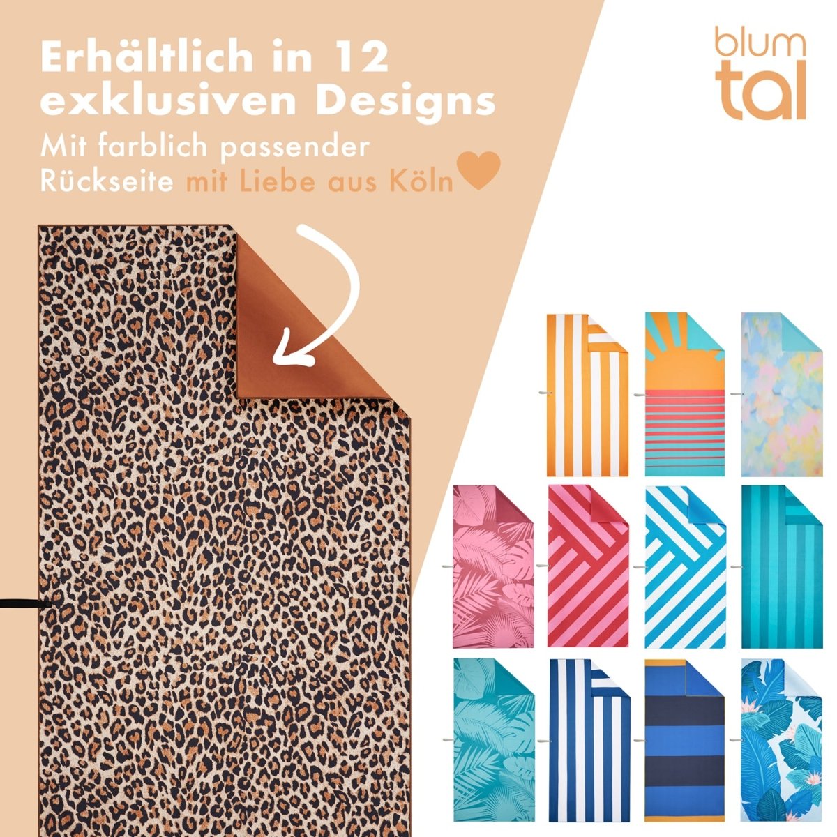 STRANDHANDTUCH aus Mikrofaser - 90x180cm kompakt und schnelltrocknend-