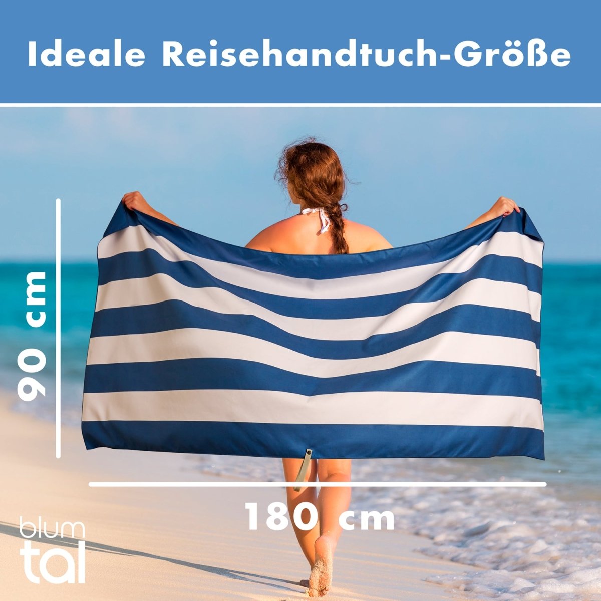 STRANDHANDTUCH aus Mikrofaser - 90x180cm kompakt und schnelltrocknend-