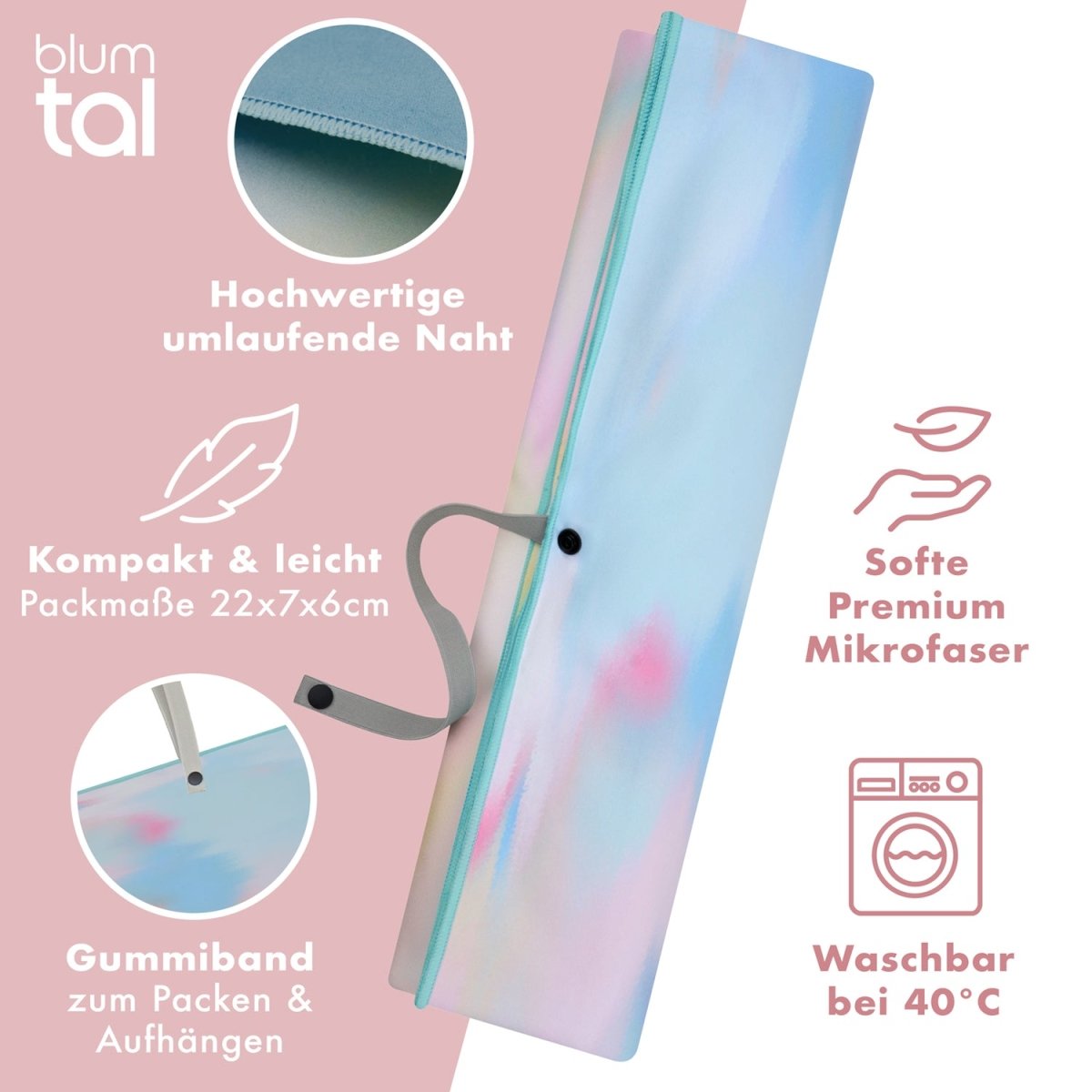 STRANDHANDTUCH aus Mikrofaser - 90x180cm kompakt und schnelltrocknend-