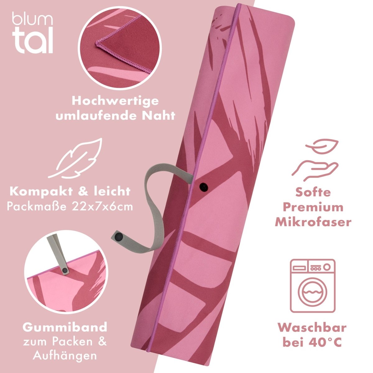STRANDHANDTUCH aus Mikrofaser - 90x180cm kompakt und schnelltrocknend-