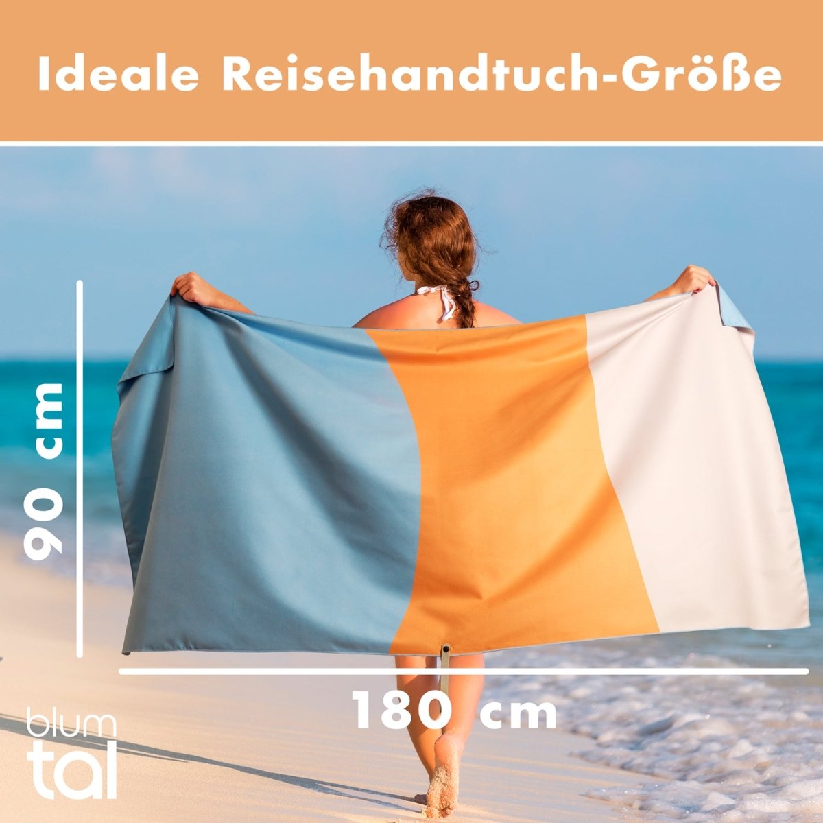 STRANDHANDTUCH aus Mikrofaser - 90x180cm kompakt und schnelltrocknend-