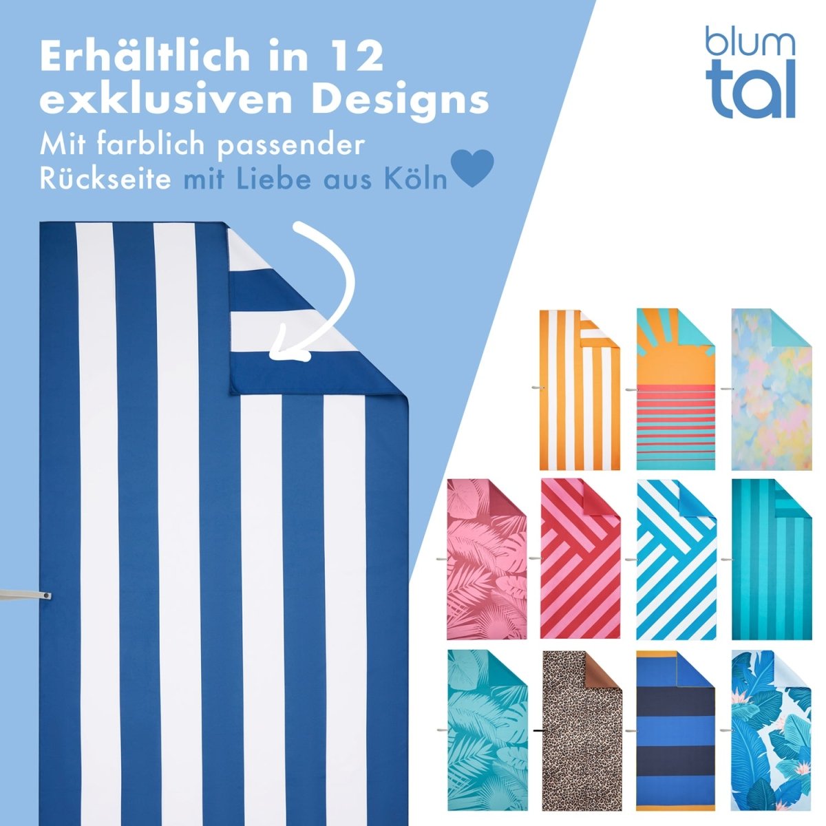 STRANDHANDTUCH aus Mikrofaser - 90x180cm kompakt und schnelltrocknend-