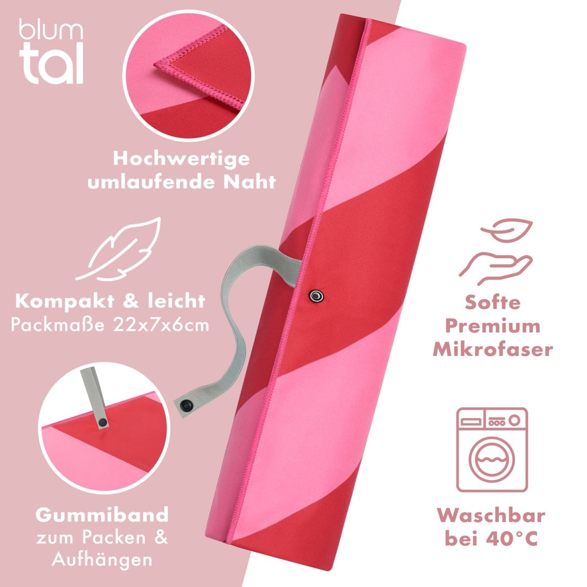 STRANDHANDTUCH aus Mikrofaser - 90x180cm kompakt und schnelltrocknend-
