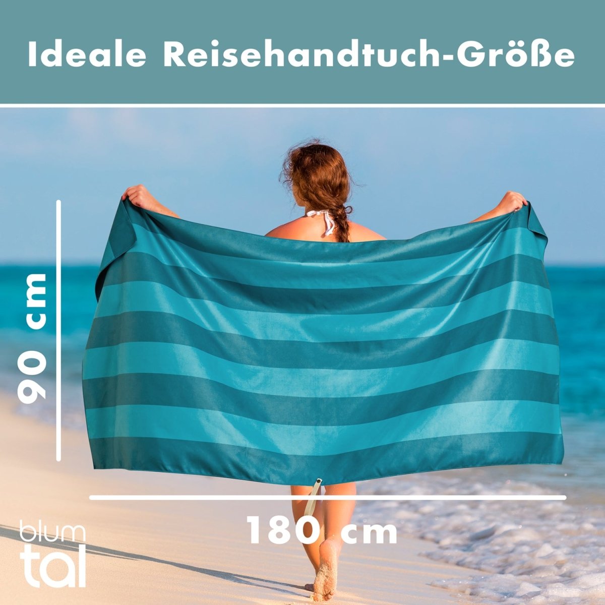 STRANDHANDTUCH aus Mikrofaser - 90x180cm kompakt und schnelltrocknend-
