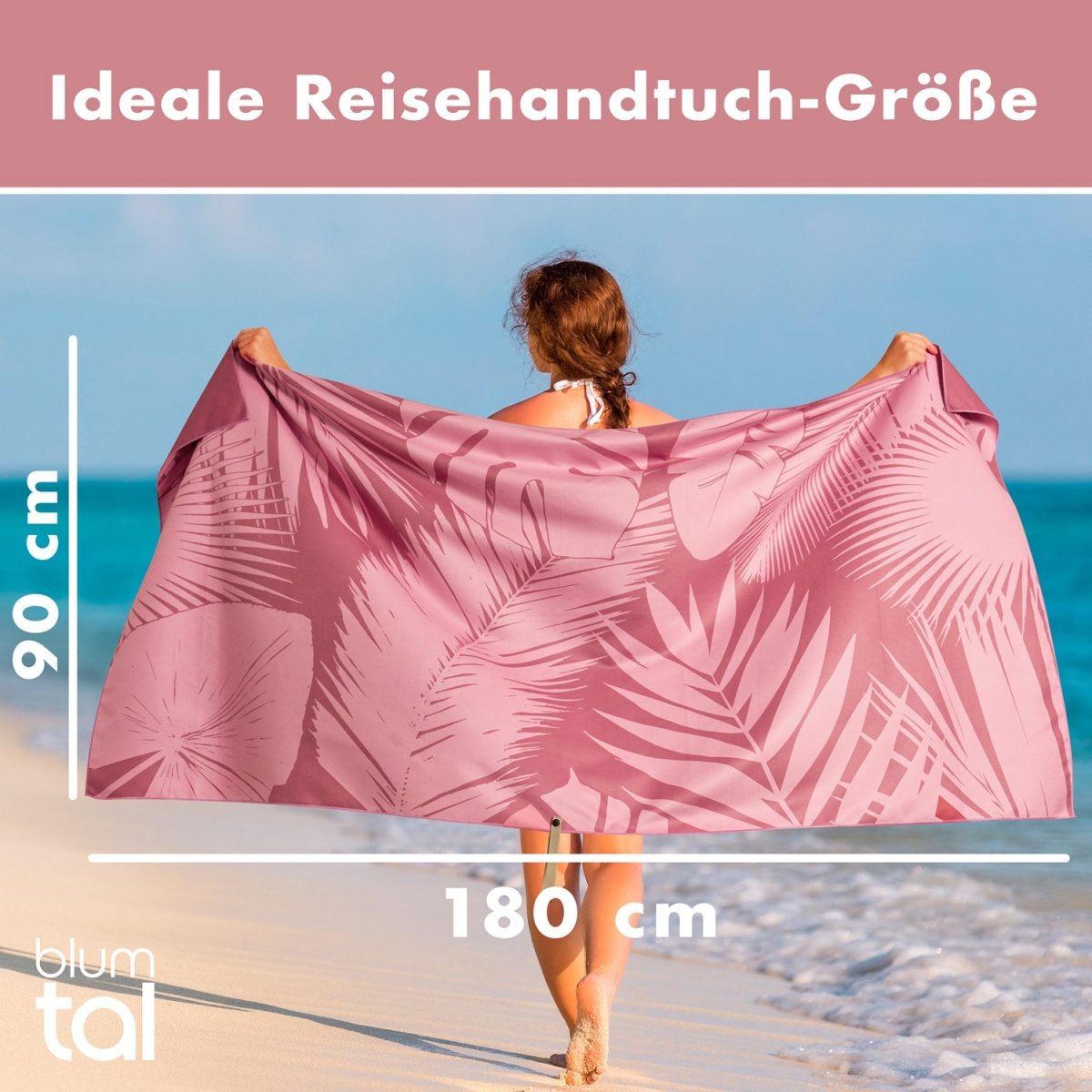 STRANDHANDTUCH aus Mikrofaser - 90x180cm kompakt und schnelltrocknend - 