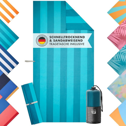 STRANDHANDTUCH aus Mikrofaser - 90x180cm kompakt und schnelltrocknend - 