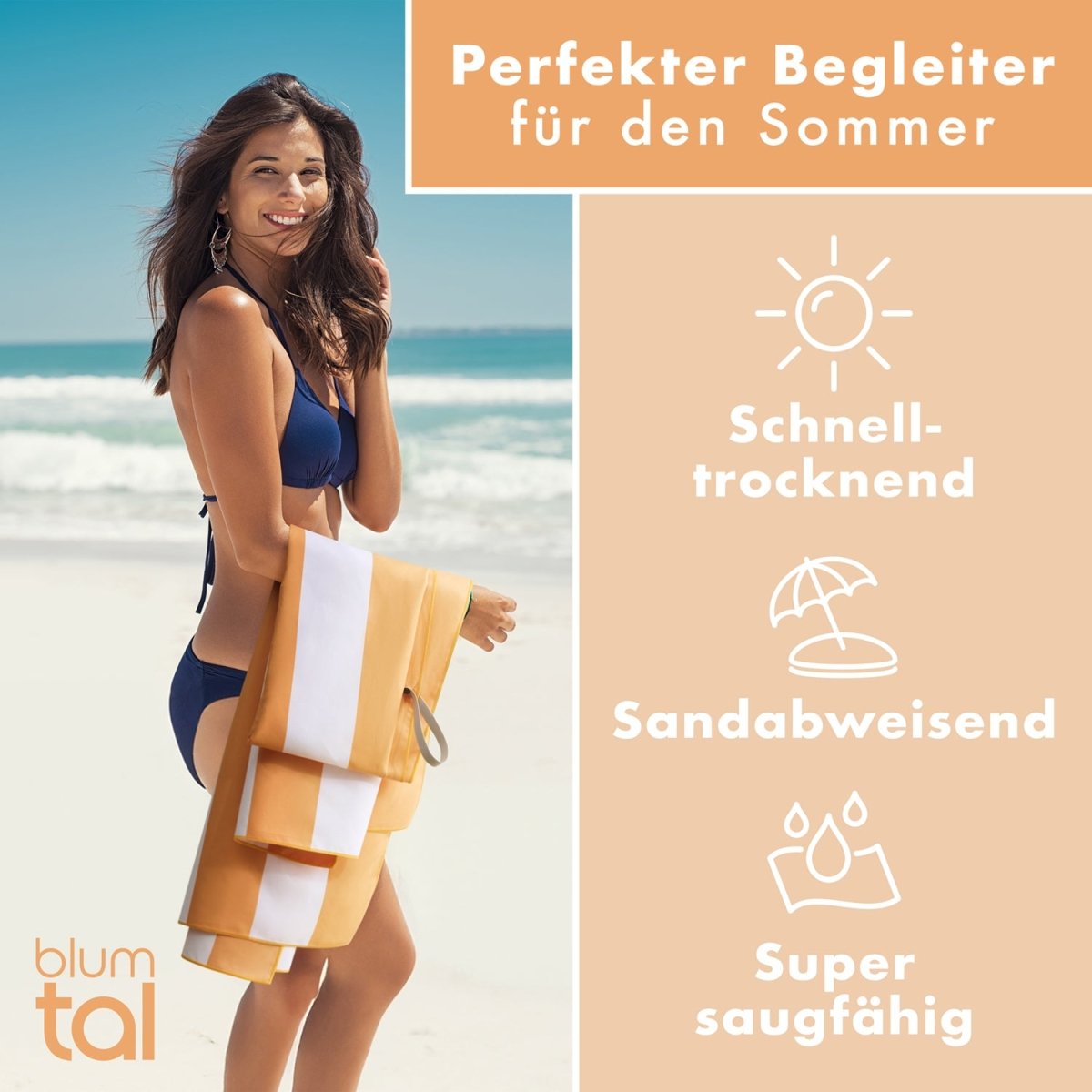 STRANDHANDTUCH aus Mikrofaser - 90x180cm kompakt und schnelltrocknend-