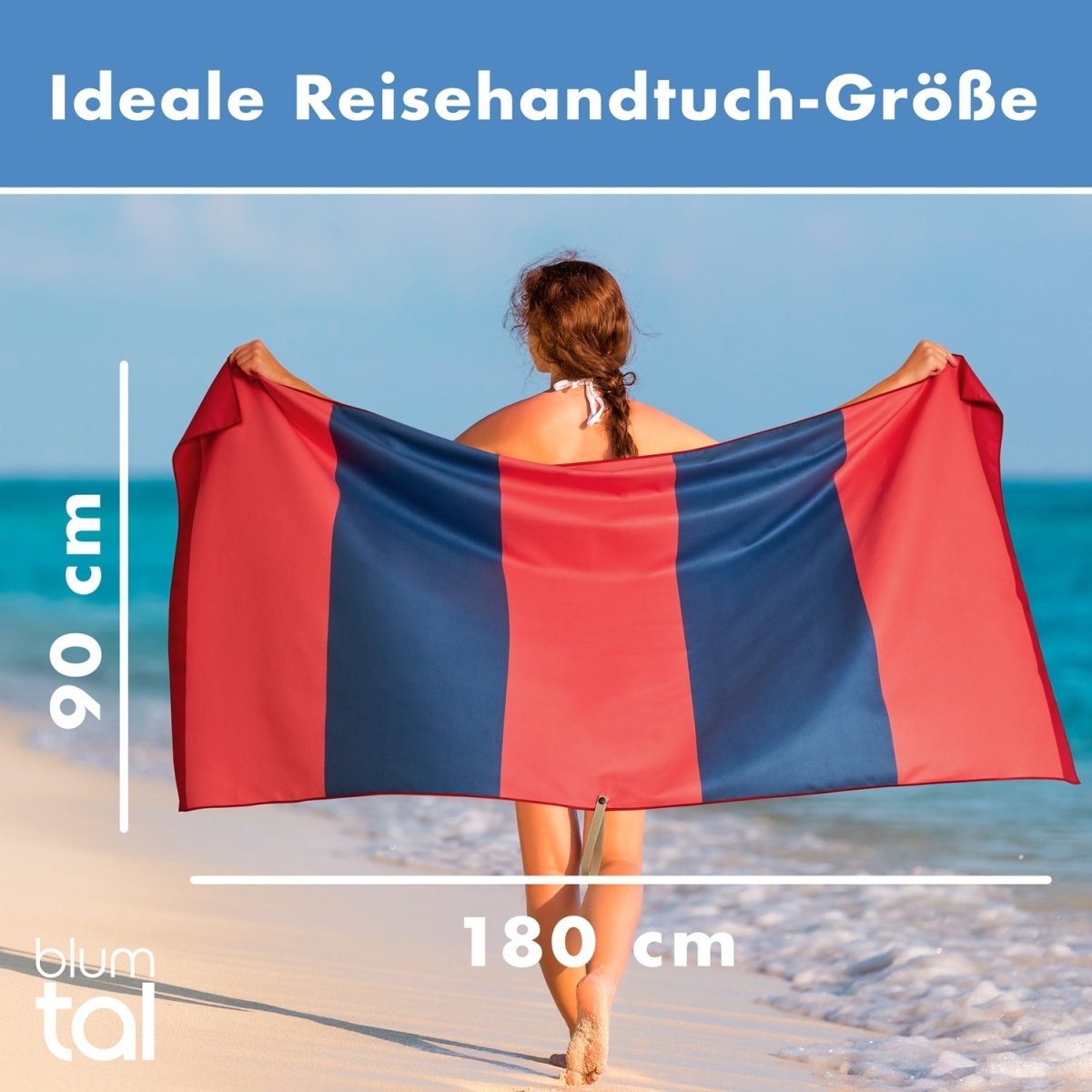 STRANDHANDTUCH aus Mikrofaser - 90x180cm kompakt und schnelltrocknend - 