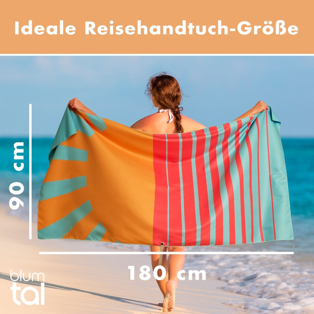 STRANDHANDTUCH aus Mikrofaser - 90x180cm kompakt und schnelltrocknend - 
