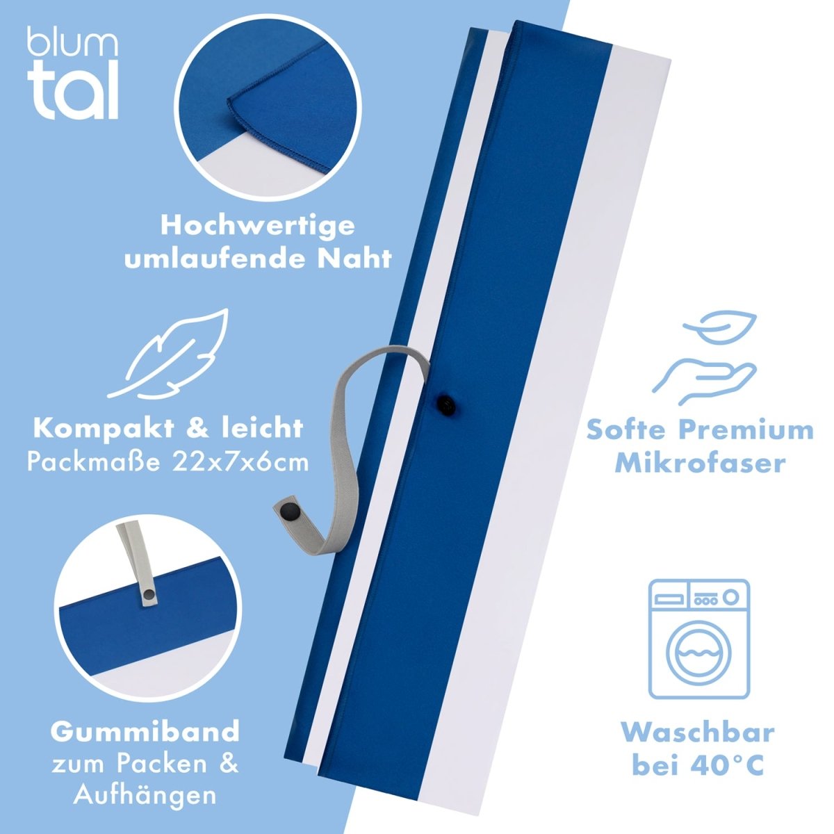 STRANDHANDTUCH aus Mikrofaser - 90x180cm kompakt und schnelltrocknend-
