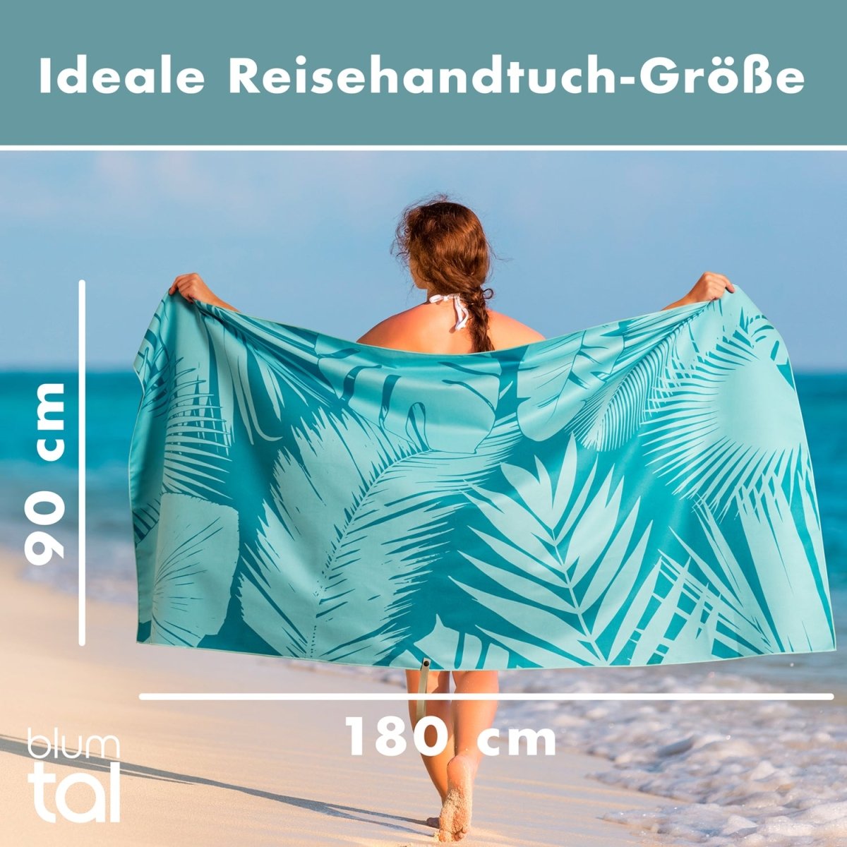STRANDHANDTUCH aus Mikrofaser - 90x180cm kompakt und schnelltrocknend-