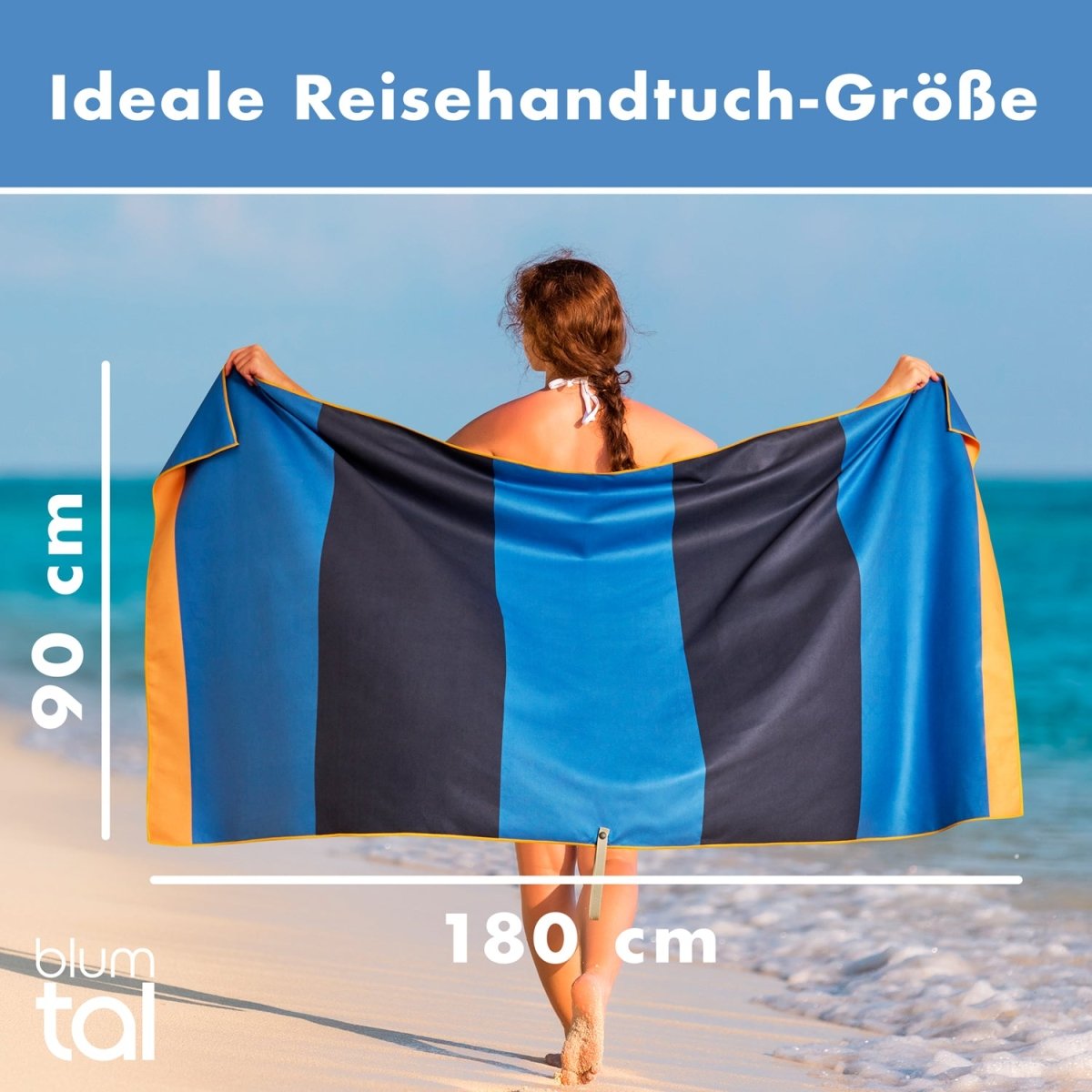 STRANDHANDTUCH aus Mikrofaser - 90x180cm kompakt und schnelltrocknend-