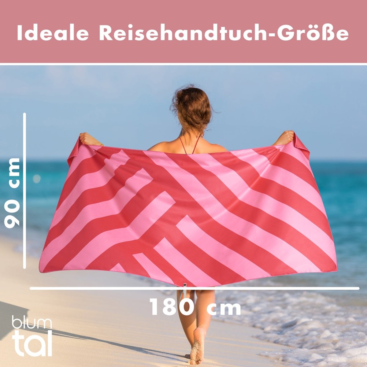 STRANDHANDTUCH aus Mikrofaser - 90x180cm kompakt und schnelltrocknend-
