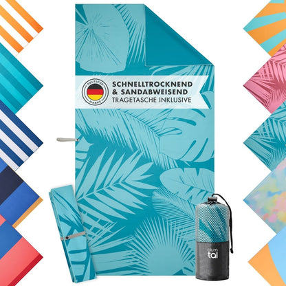 STRANDHANDTUCH aus Mikrofaser - 90x180cm kompakt und schnelltrocknend - 