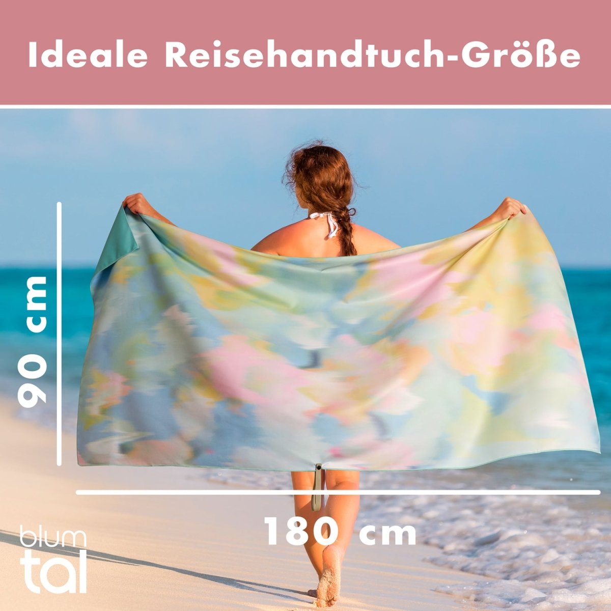 STRANDHANDTUCH aus Mikrofaser - 90x180cm kompakt und schnelltrocknend-