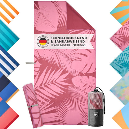 STRANDHANDTUCH aus Mikrofaser - 90x180cm kompakt und schnelltrocknend - 