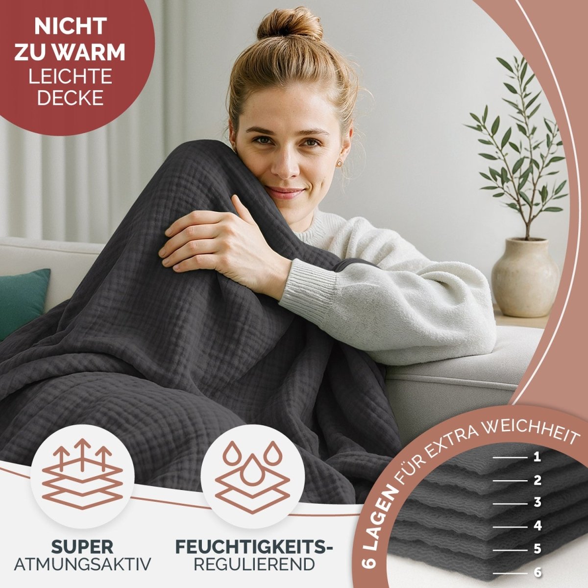 TAGESDECKE Skadis aus Musslin - 