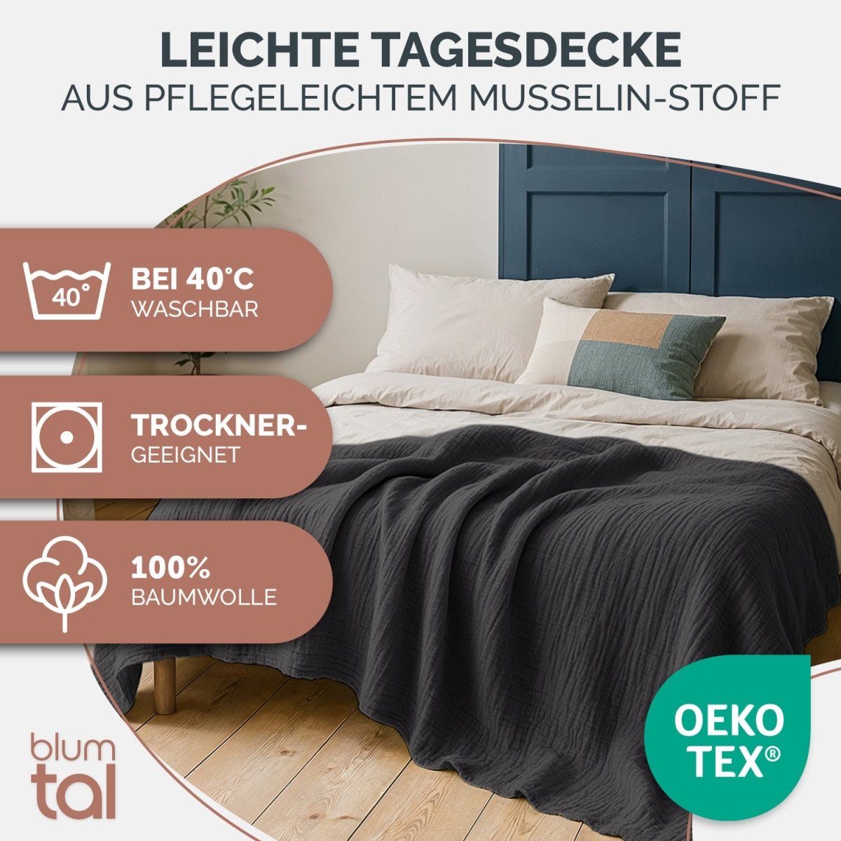 TAGESDECKE Skadis aus Musslin - 