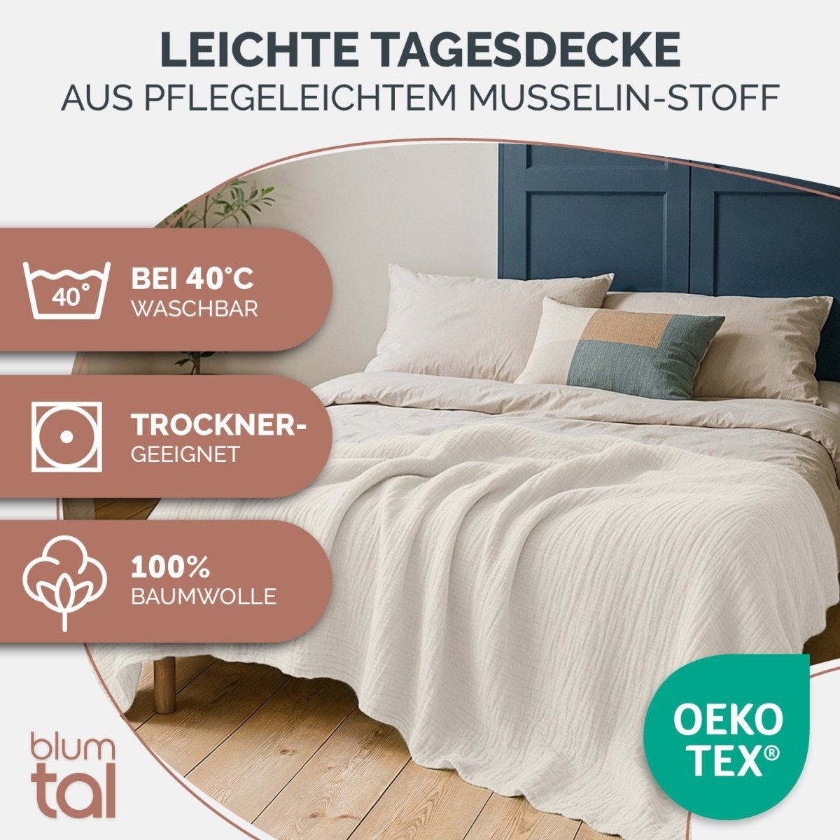 TAGESDECKE Skadis aus Musslin - 