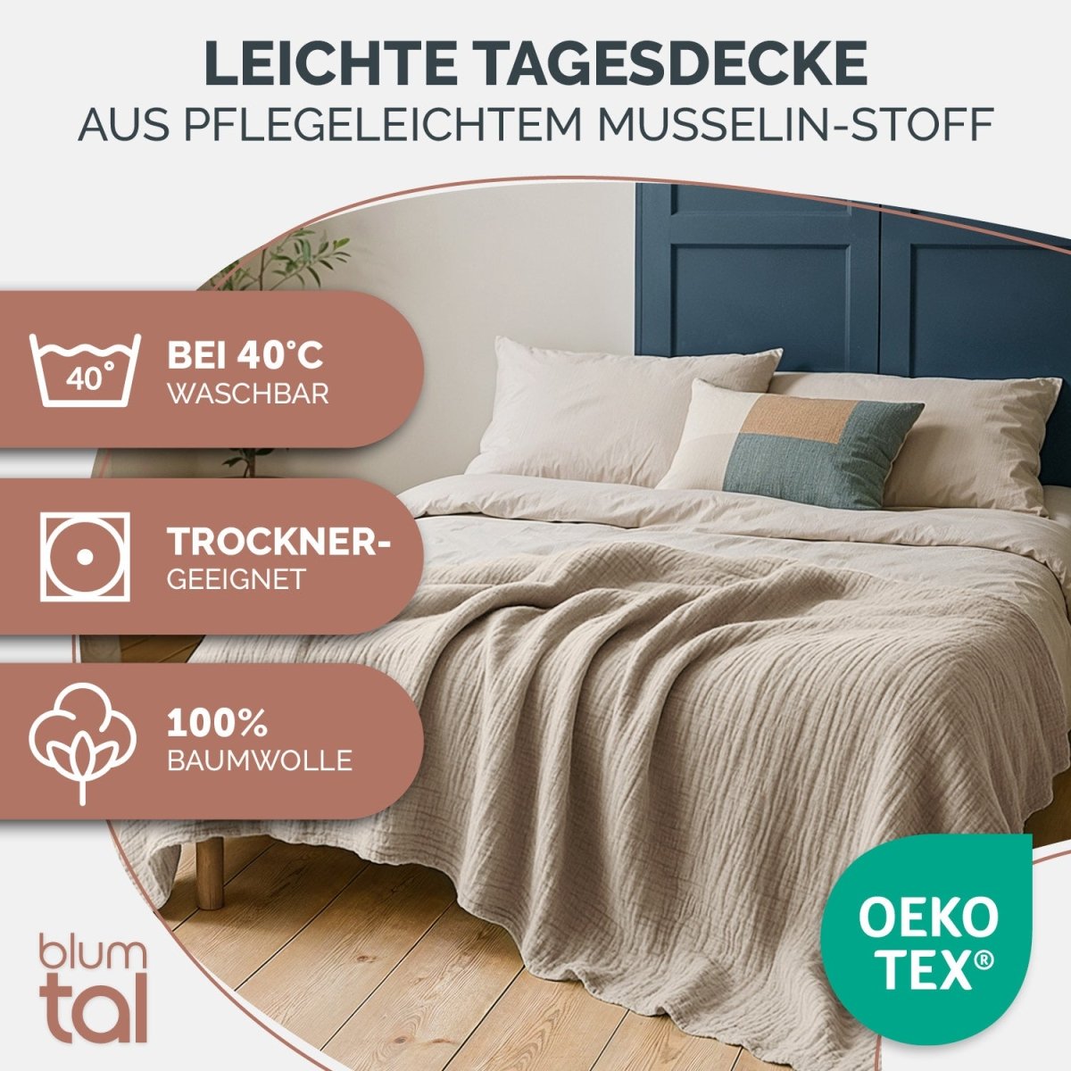 TAGESDECKE Skadis aus Musslin - 