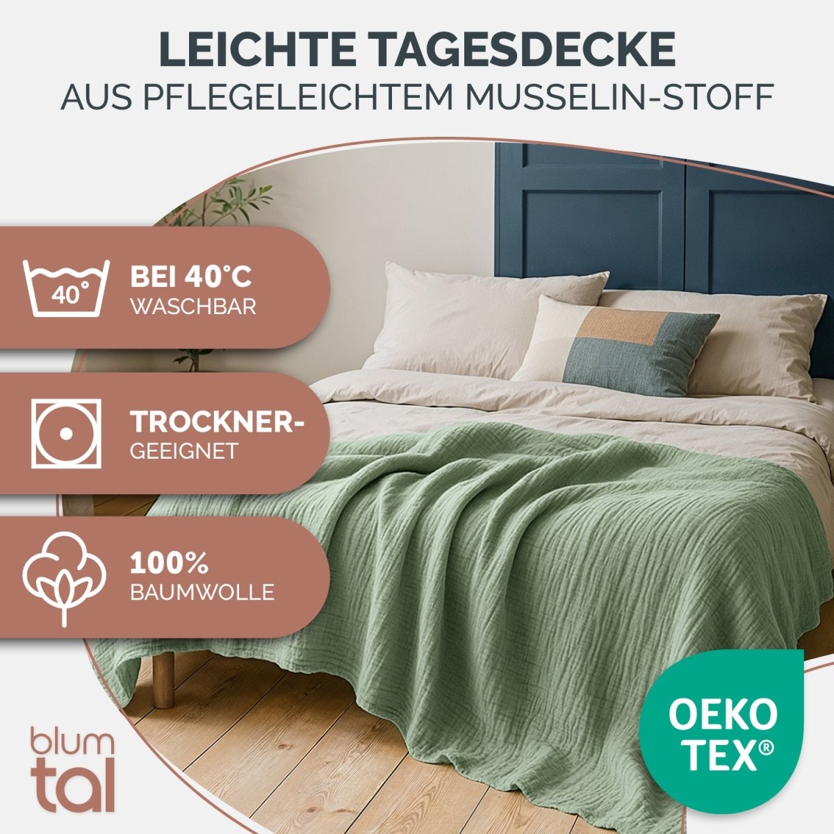 TAGESDECKE Skadis aus Musslin - 