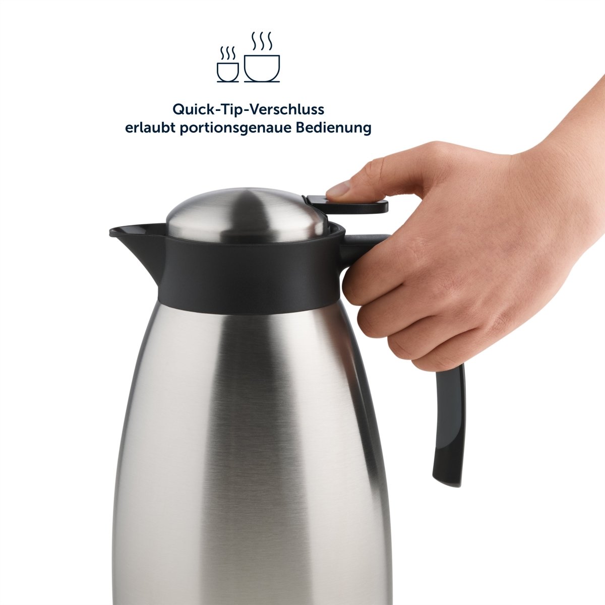 Thermoskanne aus Edelstahl, BPA-freie Isolierkanne mit Quick Tip Verschluss