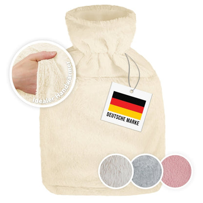 WÄRMEFLASCHE mit Bezug &amp; Tasche aus weichem Kunstfell - 