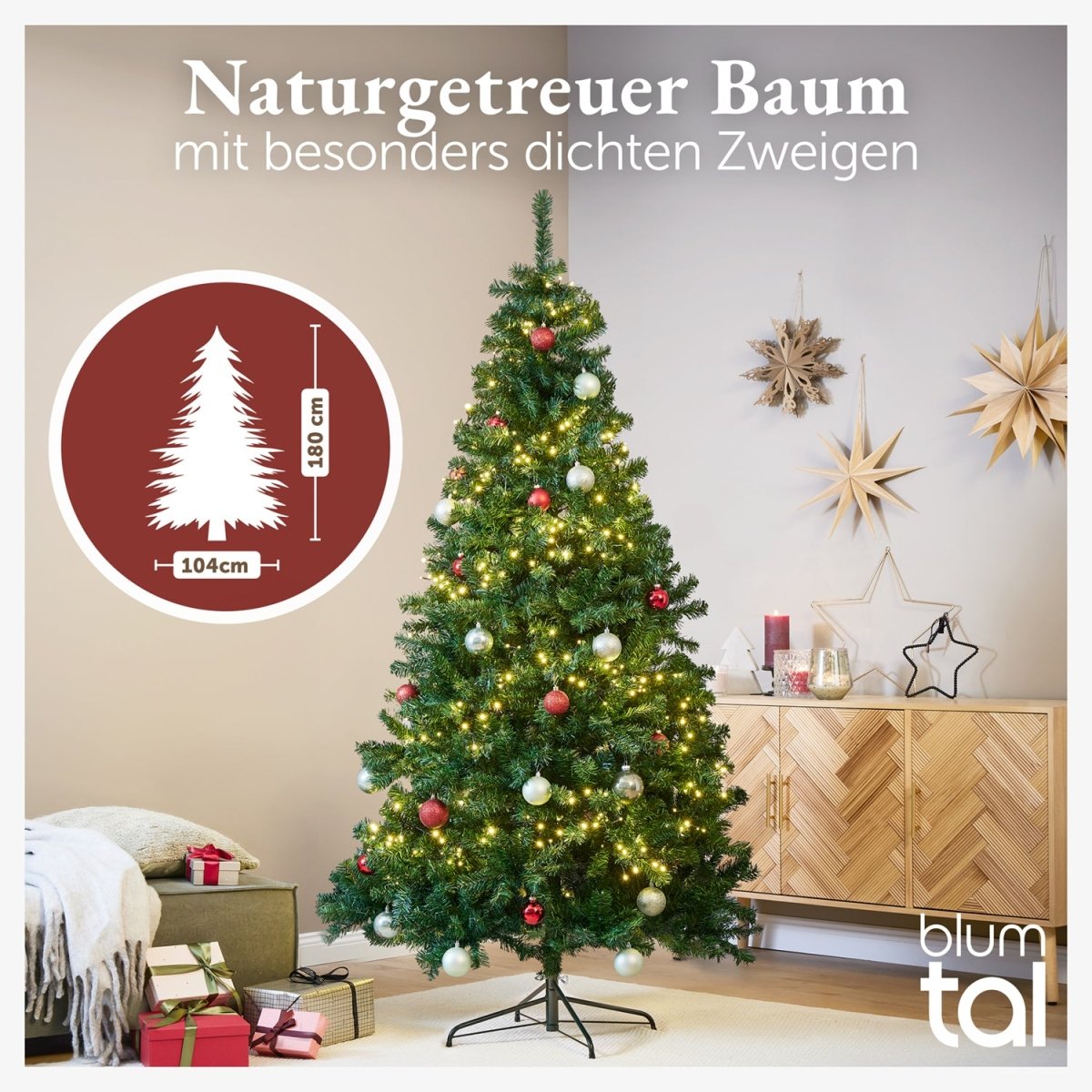 WEIHNACHTSBAUM - künstlich mit naturgetreuen PVC - Nadeln - 