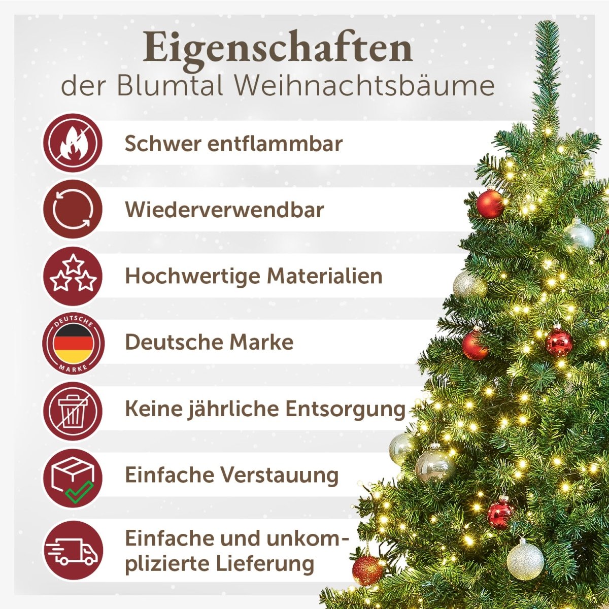 WEIHNACHTSBAUM - künstlich mit naturgetreuen PVC - Nadeln - 