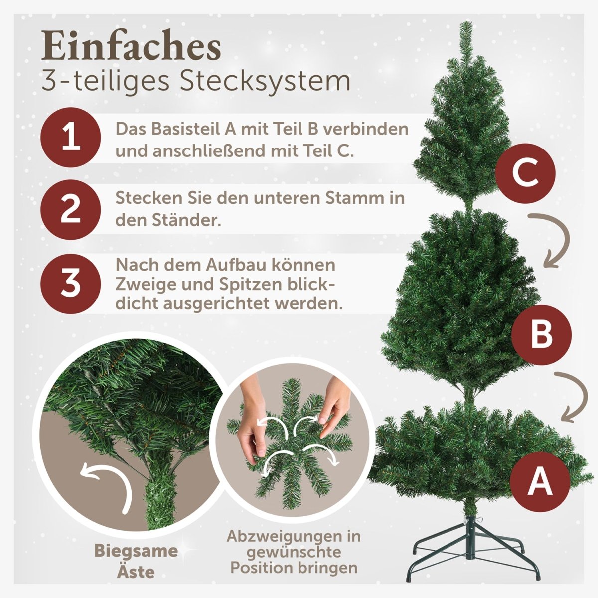 WEIHNACHTSBAUM - künstlich mit naturgetreuen PVC - Nadeln - 