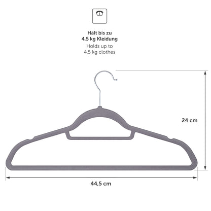 Maßangaben für einen stabilen Kleiderbügel der bis zu 45 kg Kleidung halten kann für die geordnete Aufbewahrung schwerer Bekleidungsstücke.