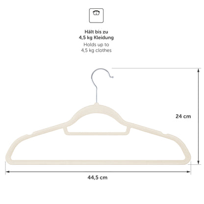 Maßangaben für einen stabilen Kleiderbügel der bis zu 45 kg Kleidung halten kann für die geordnete Aufbewahrung schwerer Bekleidungsstücke.