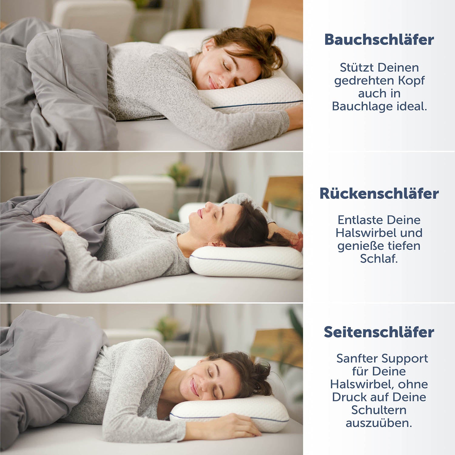 Orthopädisches Kissen zum Schlafen für Seitenschläfer, Bauchschläfer und  Rückenschläfer – welches sollte man wählen?